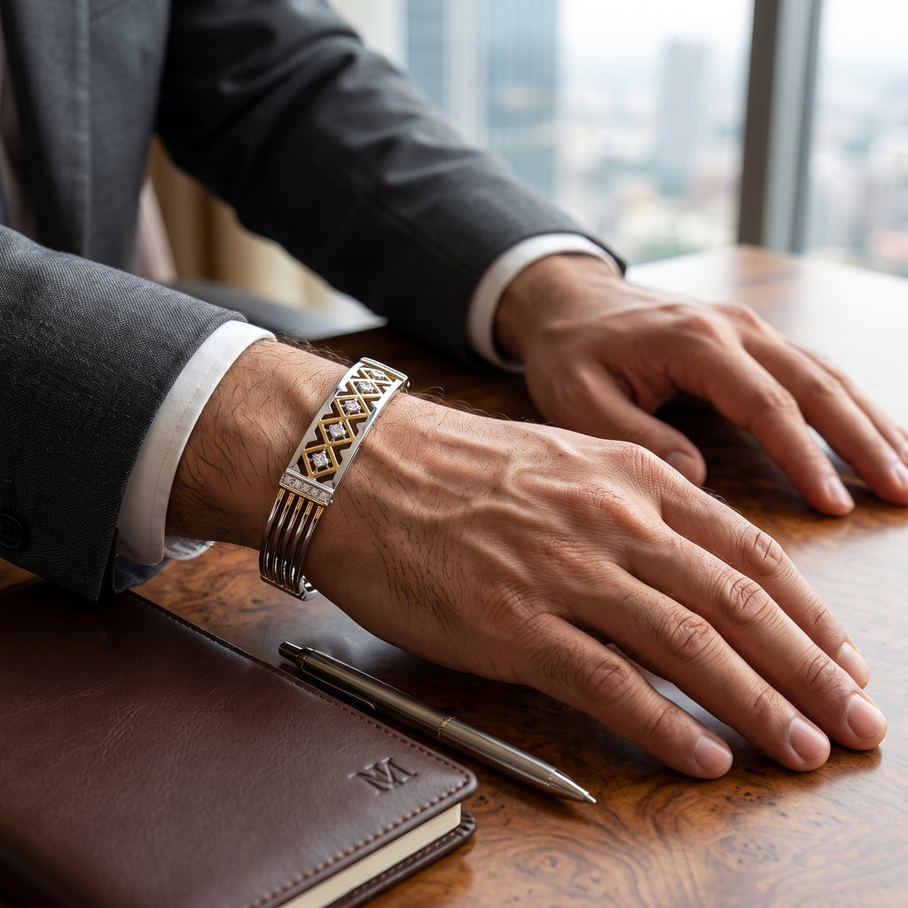 Men's Kada Bracelet | Jwelisha  | Gold & Silver Finish, Openable Lock