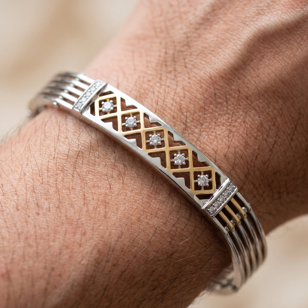 Men's Kada Bracelet | Jwelisha  | Gold & Silver Finish, Openable Lock