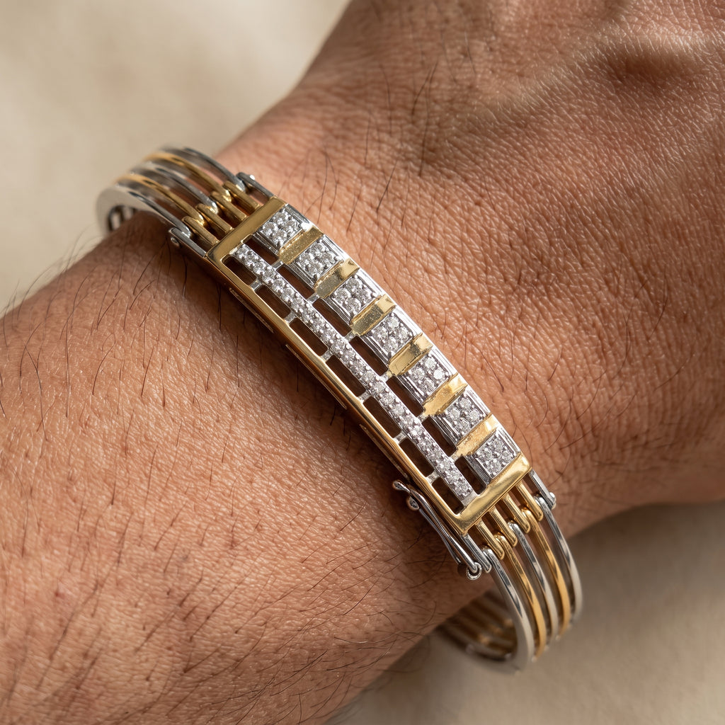 Men's Kada Bracelet | Jwelisha  | Gold & Silver Finish, Openable Lock
