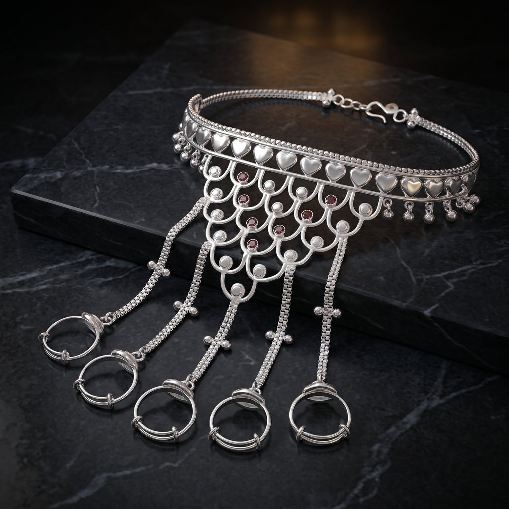Traditional Hathphool Bracelet with Chain & Rings