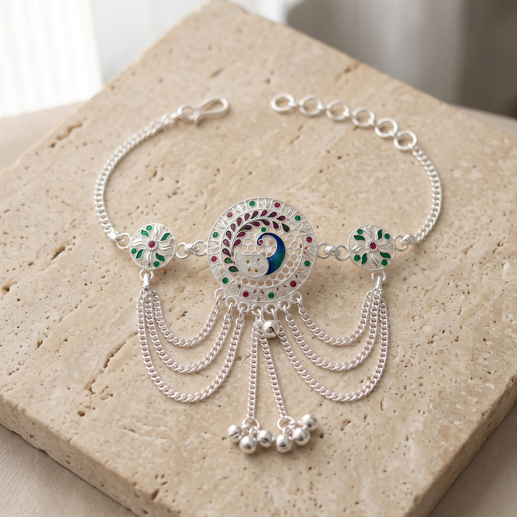 Traditional Bajuband for Women | Adjustable Silver Armlet
