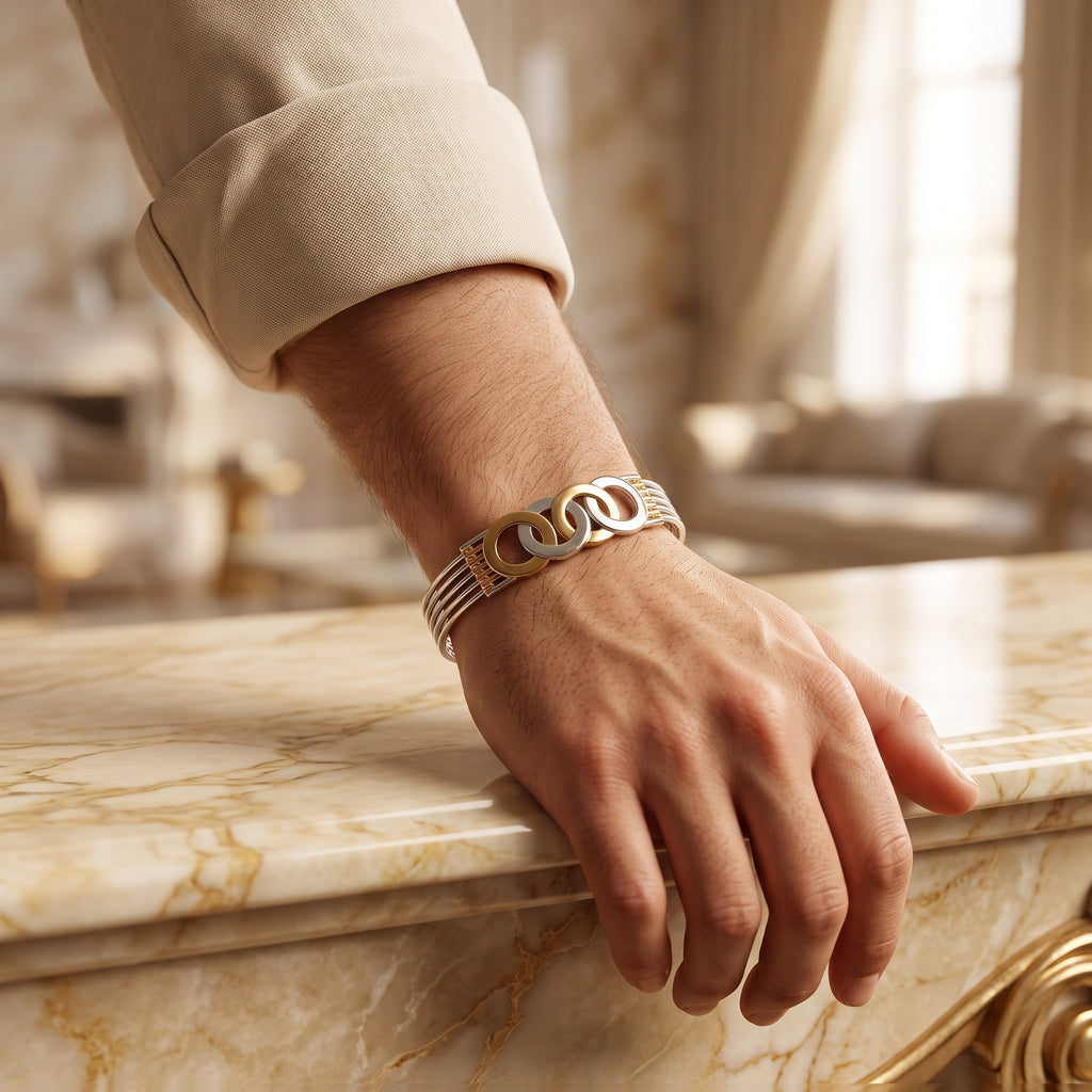 Men's Kada Bracelet | Jwelisha  | Gold & Silver Finish, Openable Lock