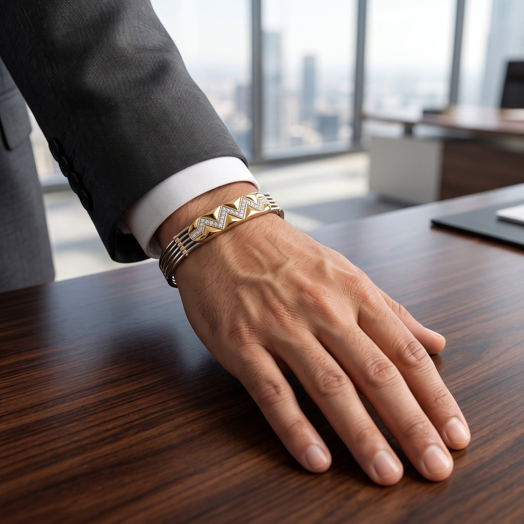 Men's Kada Bracelet | Jwelisha  | Gold & Silver Finish, Openable Lock