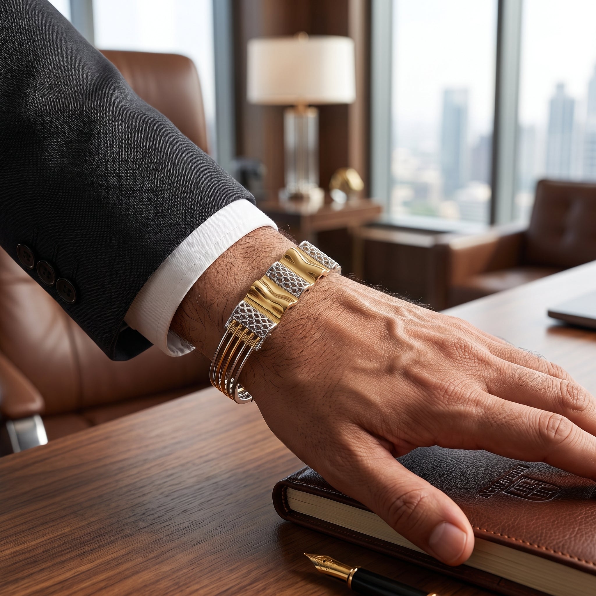 Men's Kada Bracelet | Jwelisha  | Gold & Silver Finish, Openable Lock