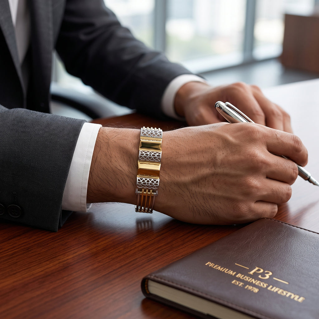 Men's Kada Bracelet | Jwelisha  | Gold & Silver Finish, Openable Lock