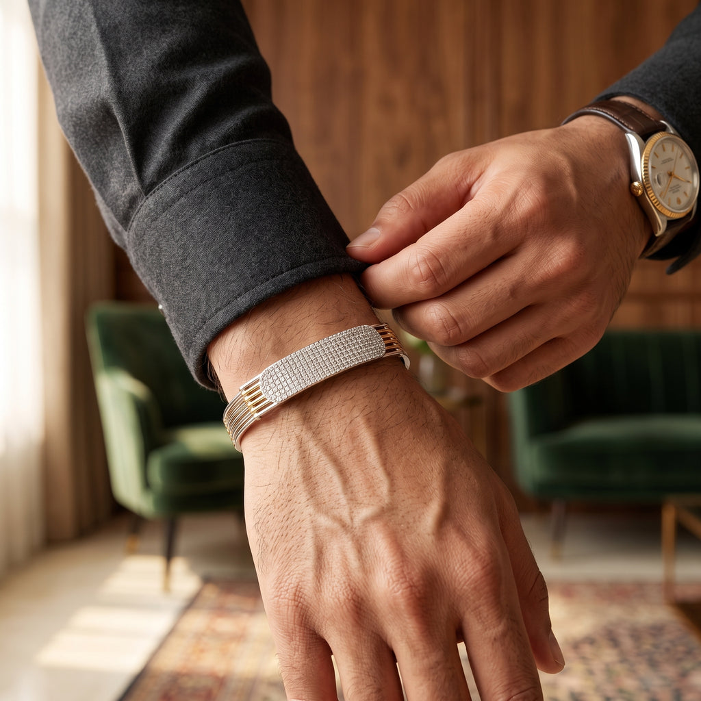 Men's Kada Bracelet | Jwelisha  | Gold & Silver Finish, Openable Lock