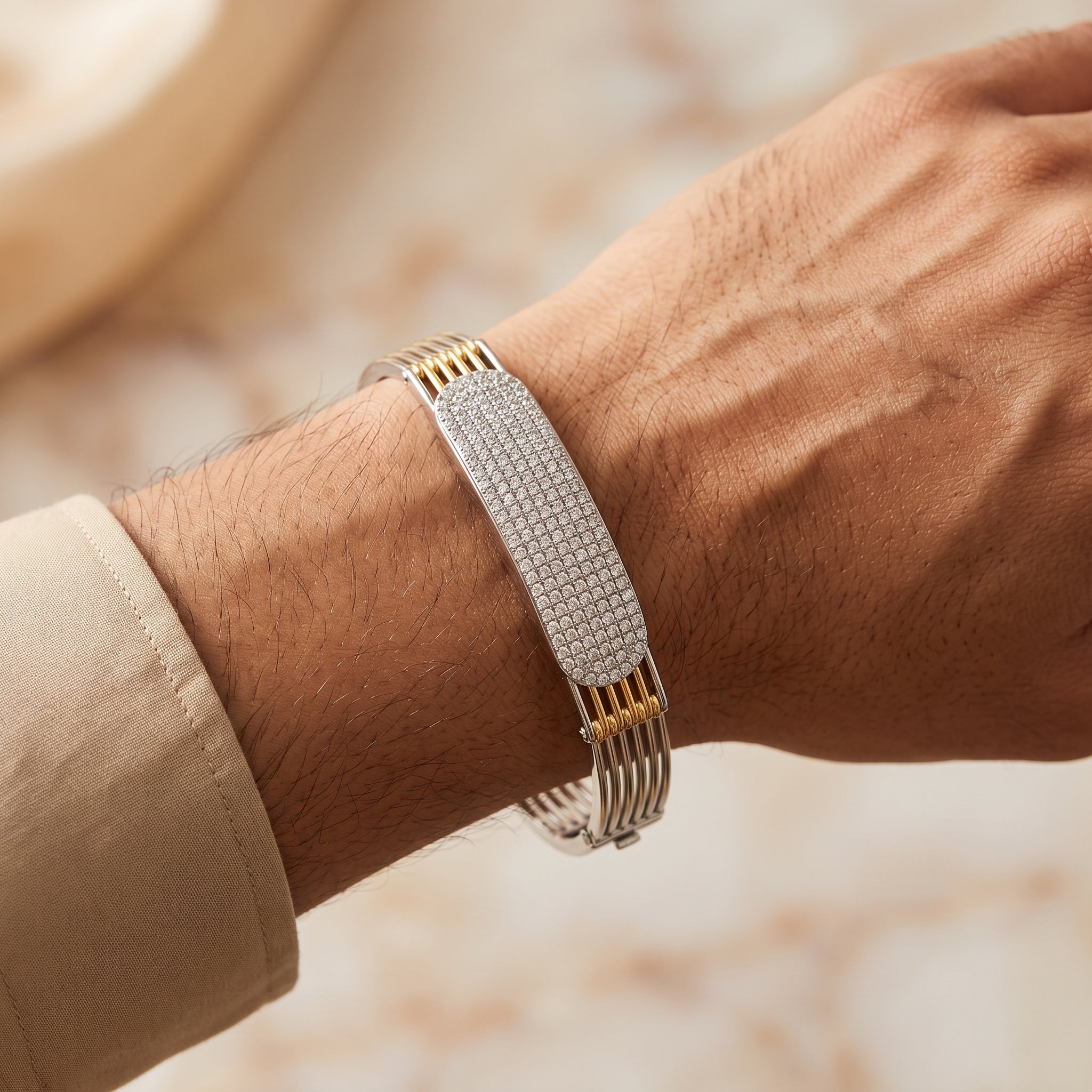 Men's Kada Bracelet | Jwelisha  | Gold & Silver Finish, Openable Lock