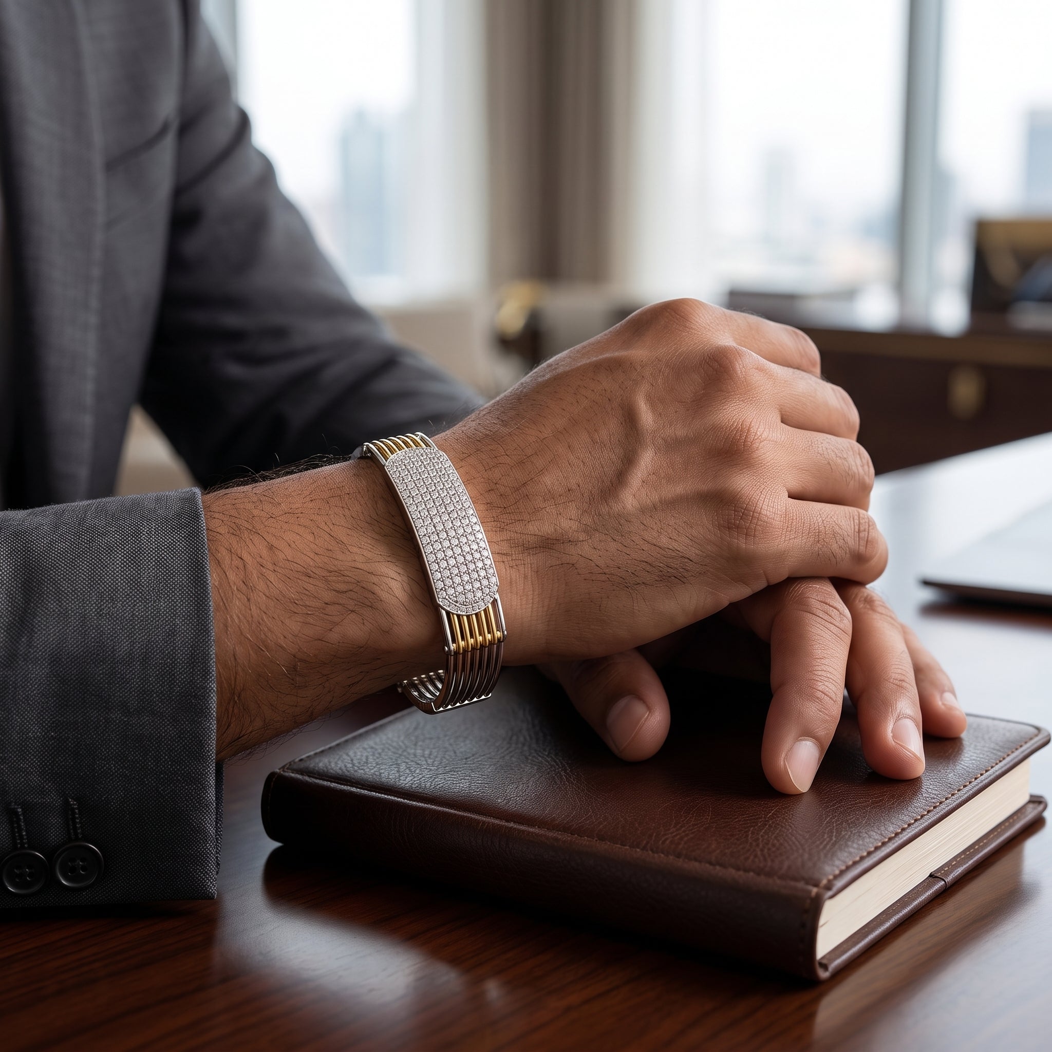 Men's Kada Bracelet | Jwelisha  | Gold & Silver Finish, Openable Lock
