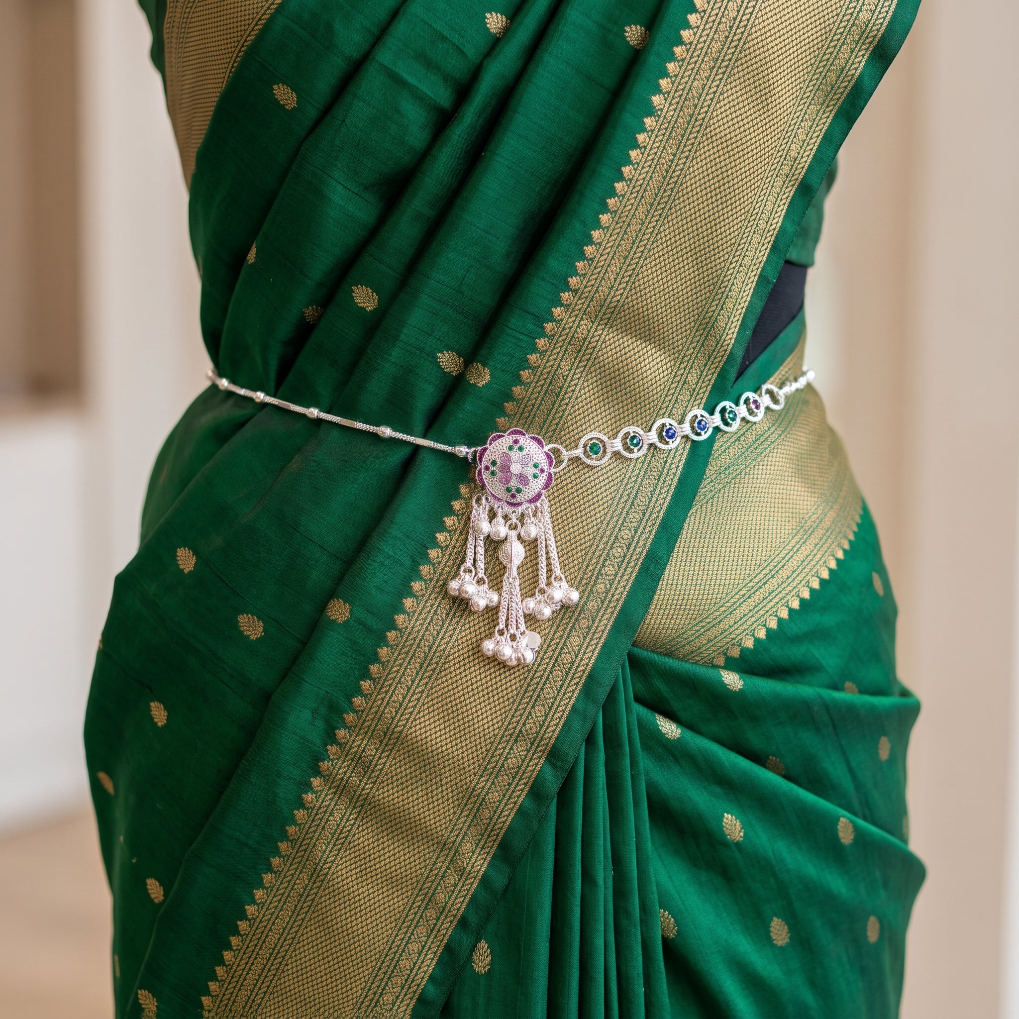 Silver Finish Kamarbandh Belt for Women