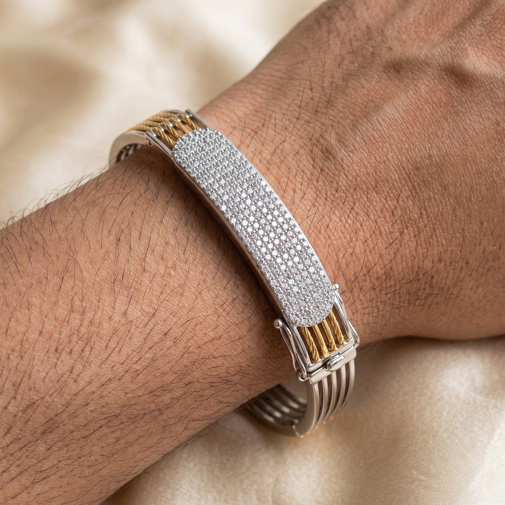 Men's Kada Bracelet | Jwelisha  | Gold & Silver Finish, Openable Lock