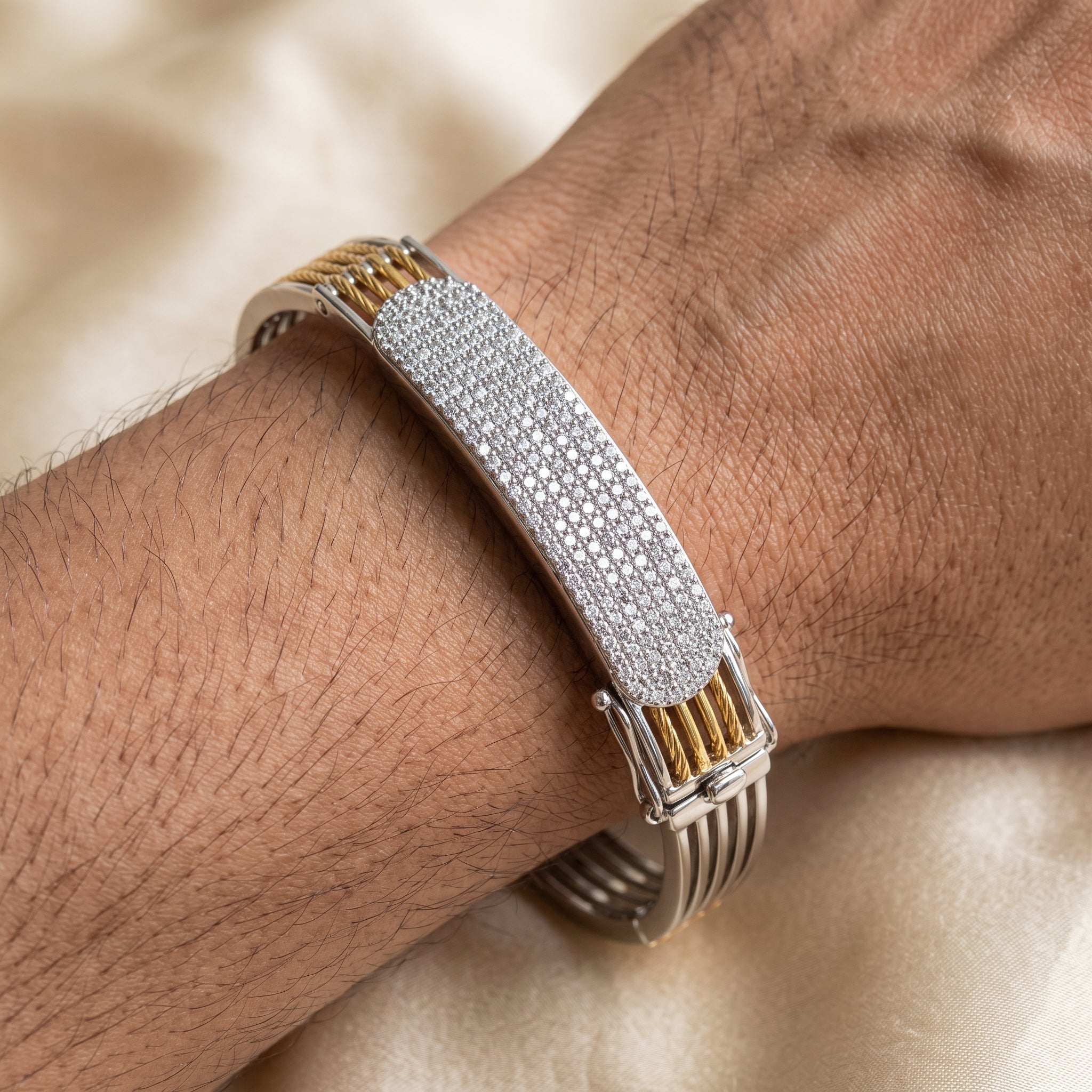 Men's Kada Bracelet | Jwelisha  | Gold & Silver Finish, Openable Lock