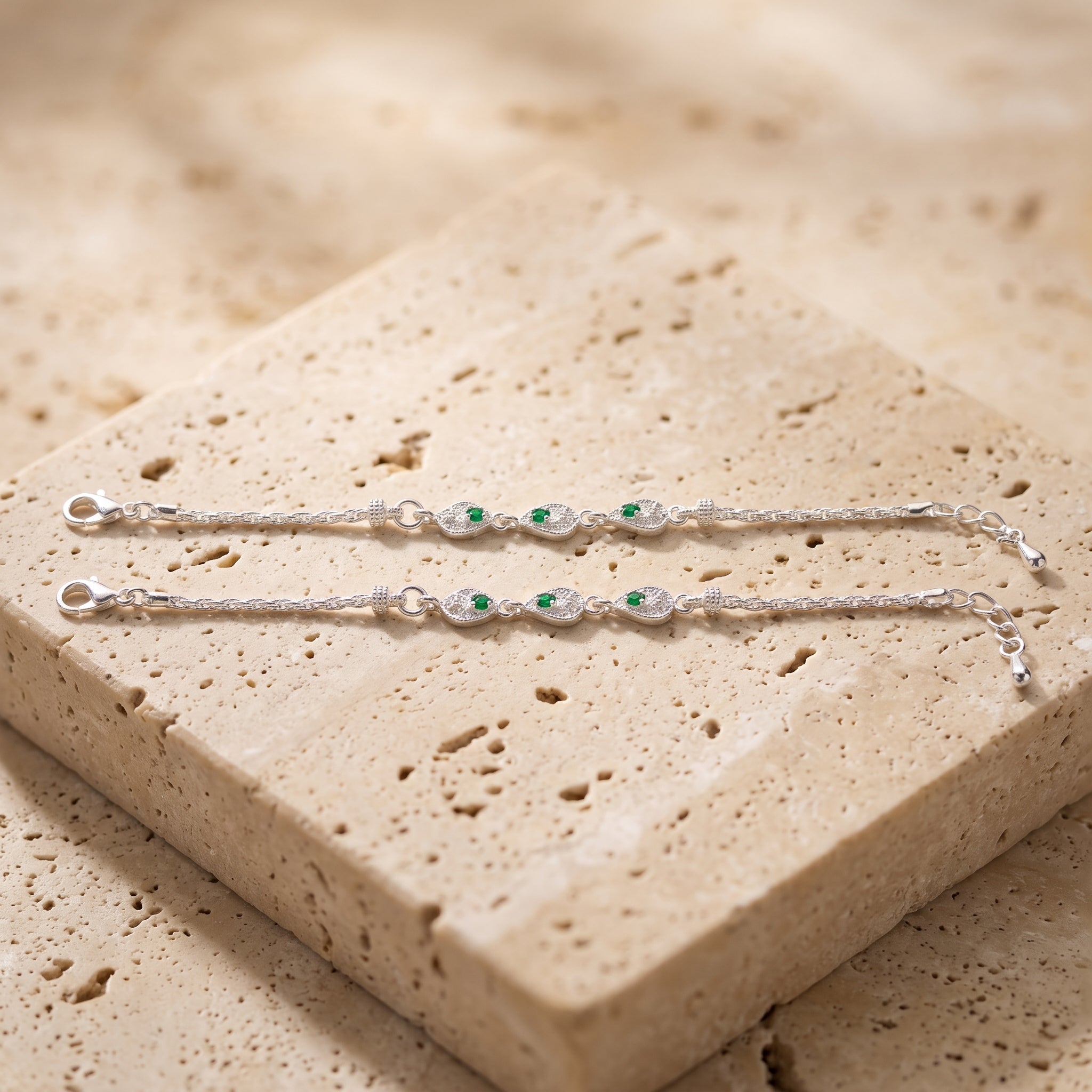 Handcrafted Anklet Pair with Ghungroo – Silver Finish