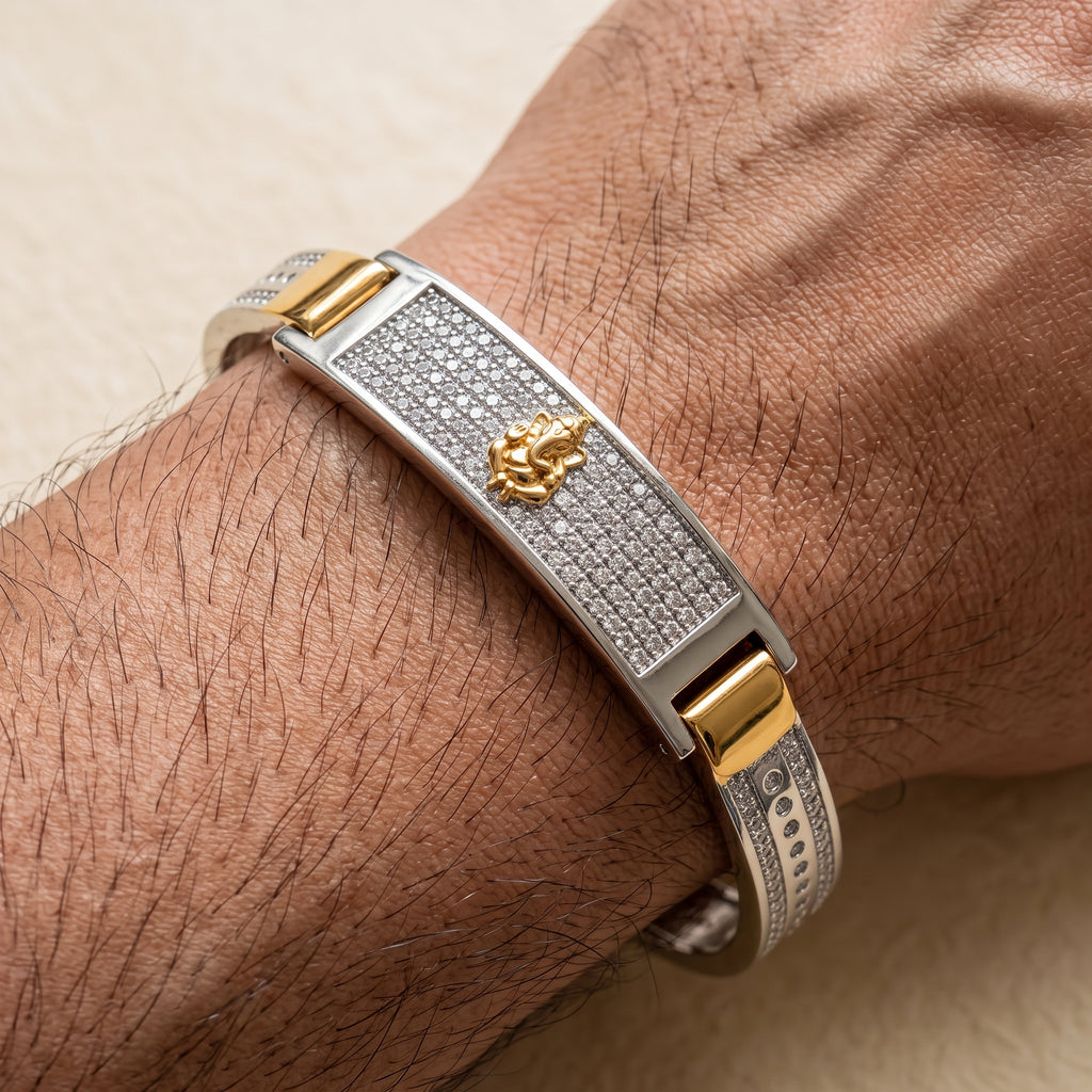 Men's Kada Bracelet | Jwelisha  | Gold & Silver Finish, Openable Lock
