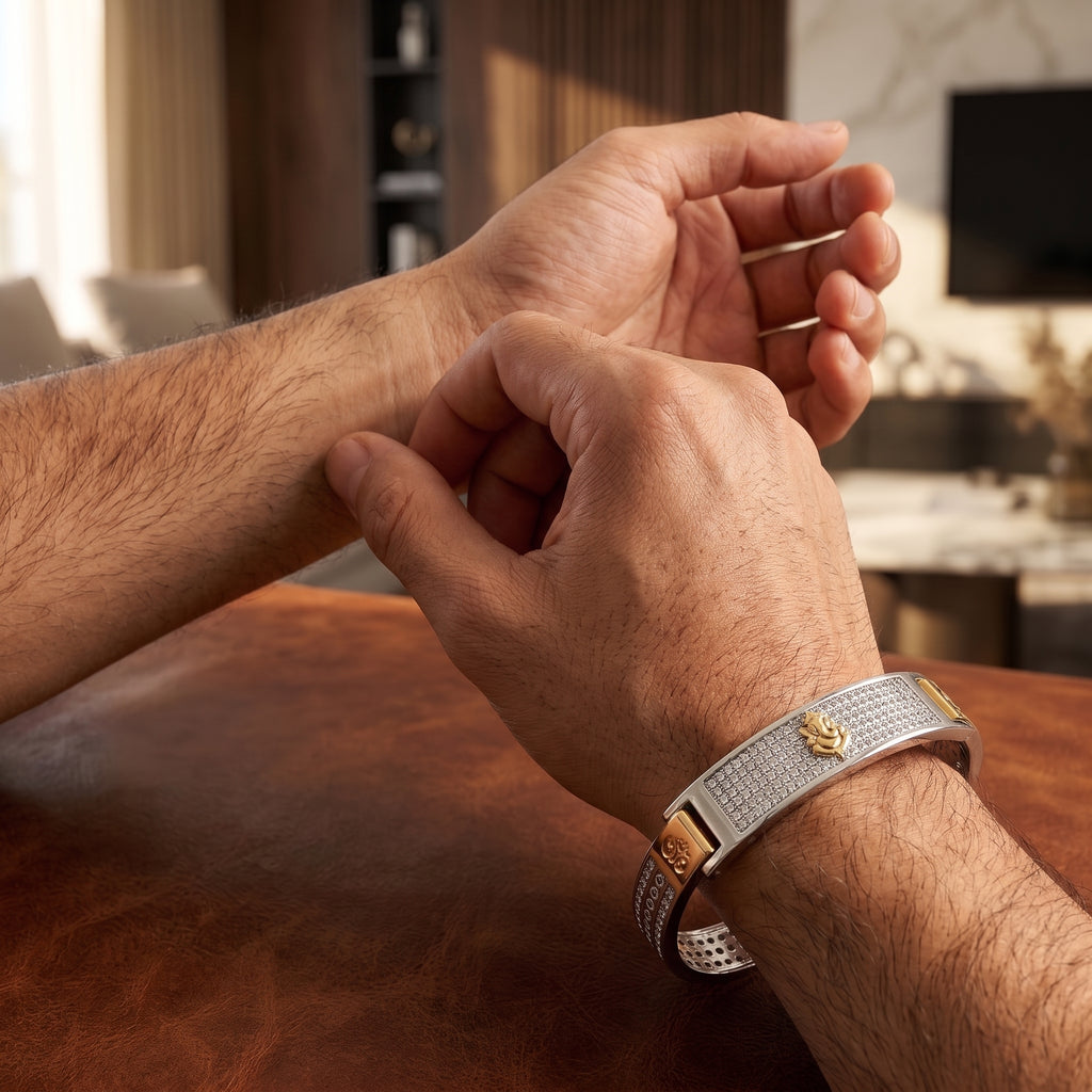Men's Kada Bracelet | Jwelisha  | Gold & Silver Finish, Openable Lock