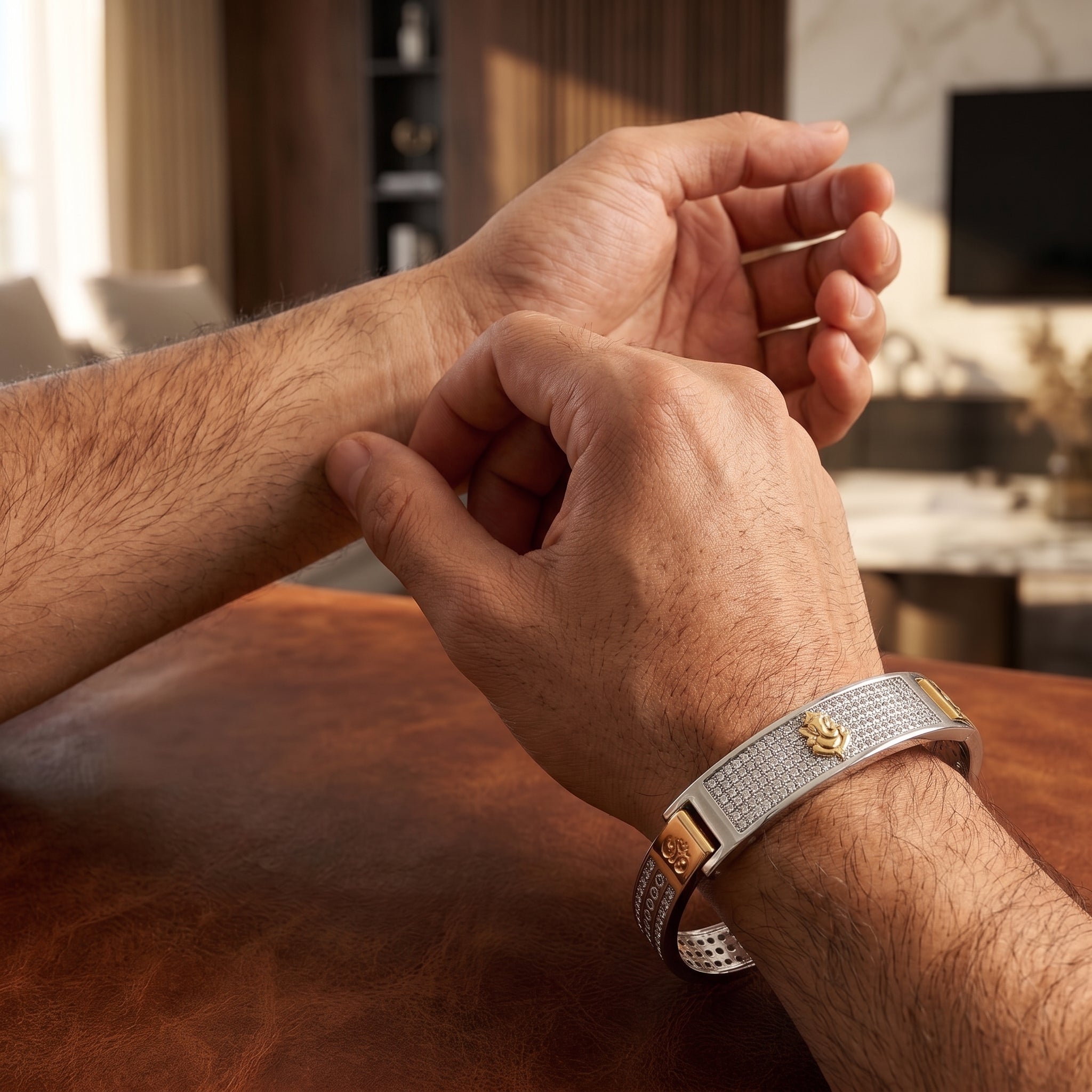 Men's Kada Bracelet | Jwelisha  | Gold & Silver Finish, Openable Lock