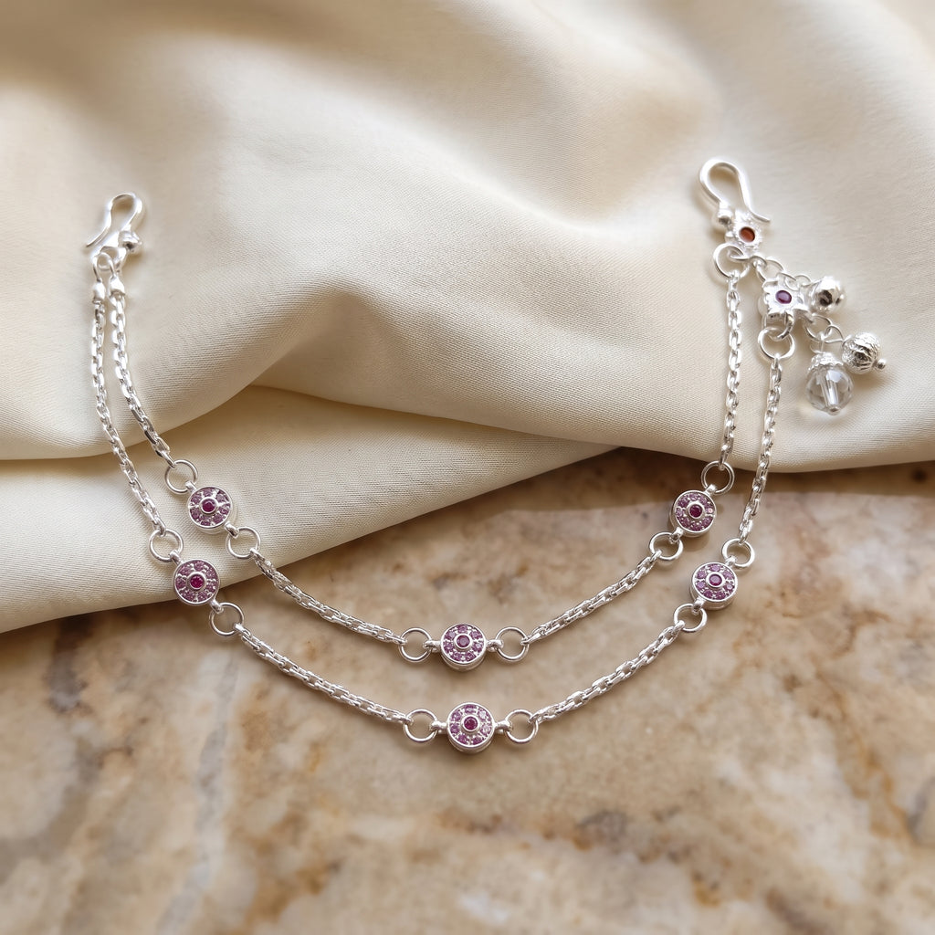 Handcrafted Anklet Pair with Ghungroo – Silver Finish