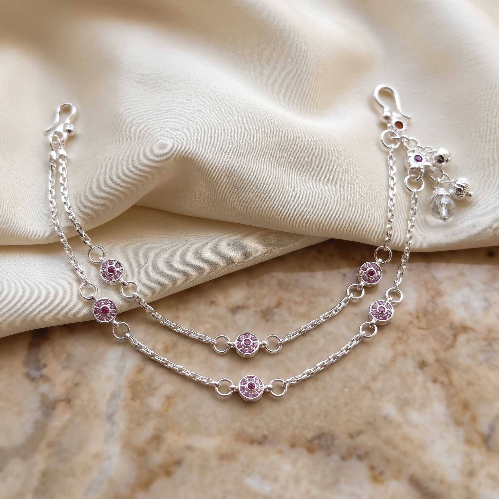 Handcrafted Anklet Pair with Ghungroo – Silver Finish
