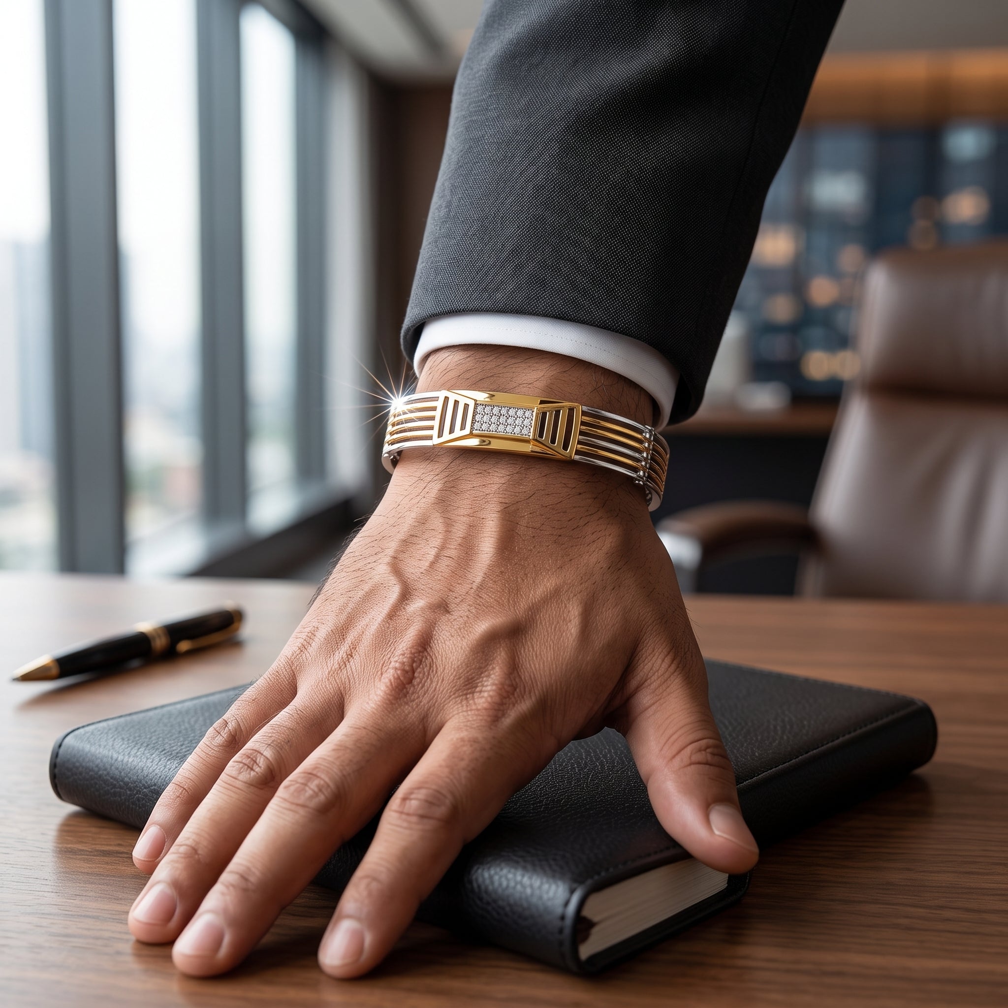 Men's Kada Bracelet | Jwelisha  | Gold & Silver Finish, Openable Lock