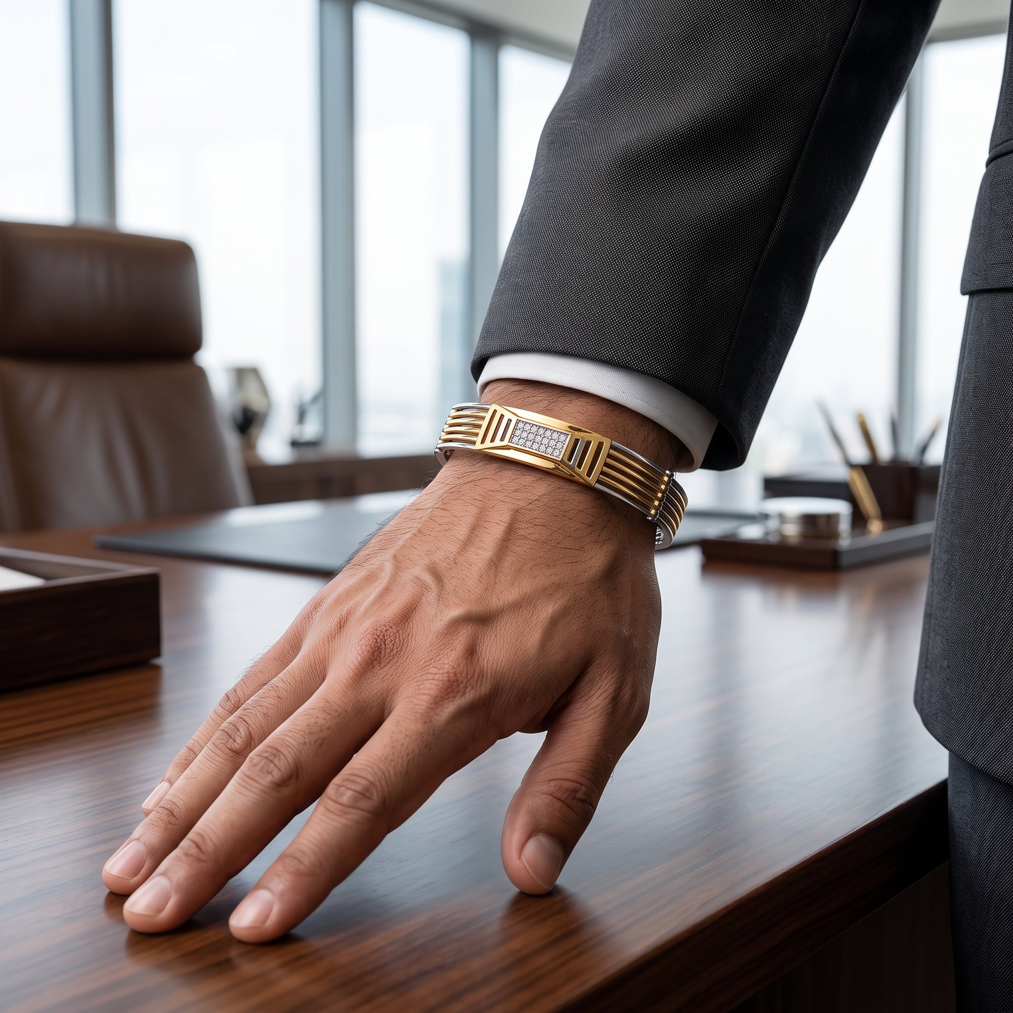 Men's Kada Bracelet | Jwelisha  | Gold & Silver Finish, Openable Lock