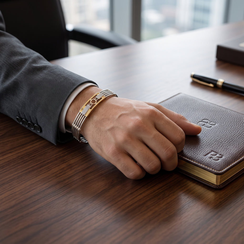 Men's Kada Bracelet | Jwelisha  | Gold & Silver Finish, Openable Lock