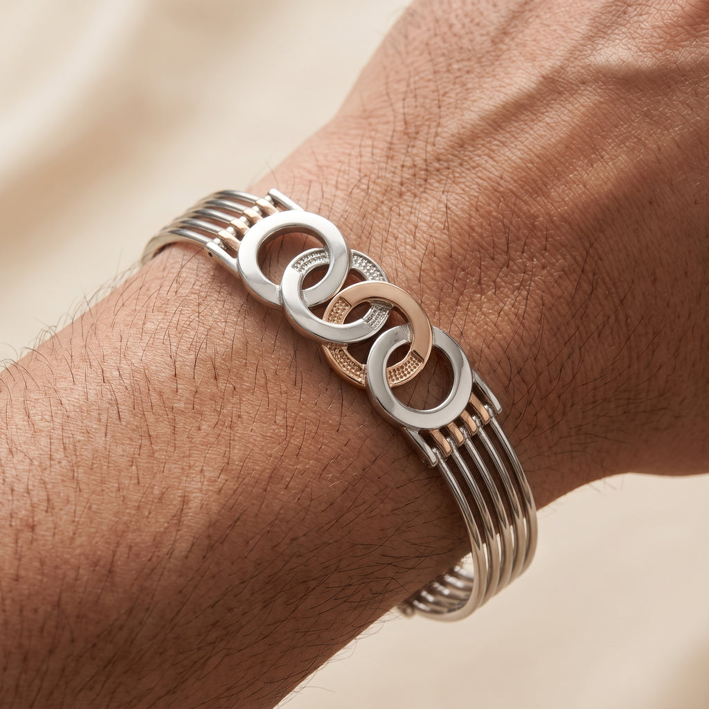 Men's Kada Bracelet | Jwelisha  | Gold & Silver Finish, Openable Lock