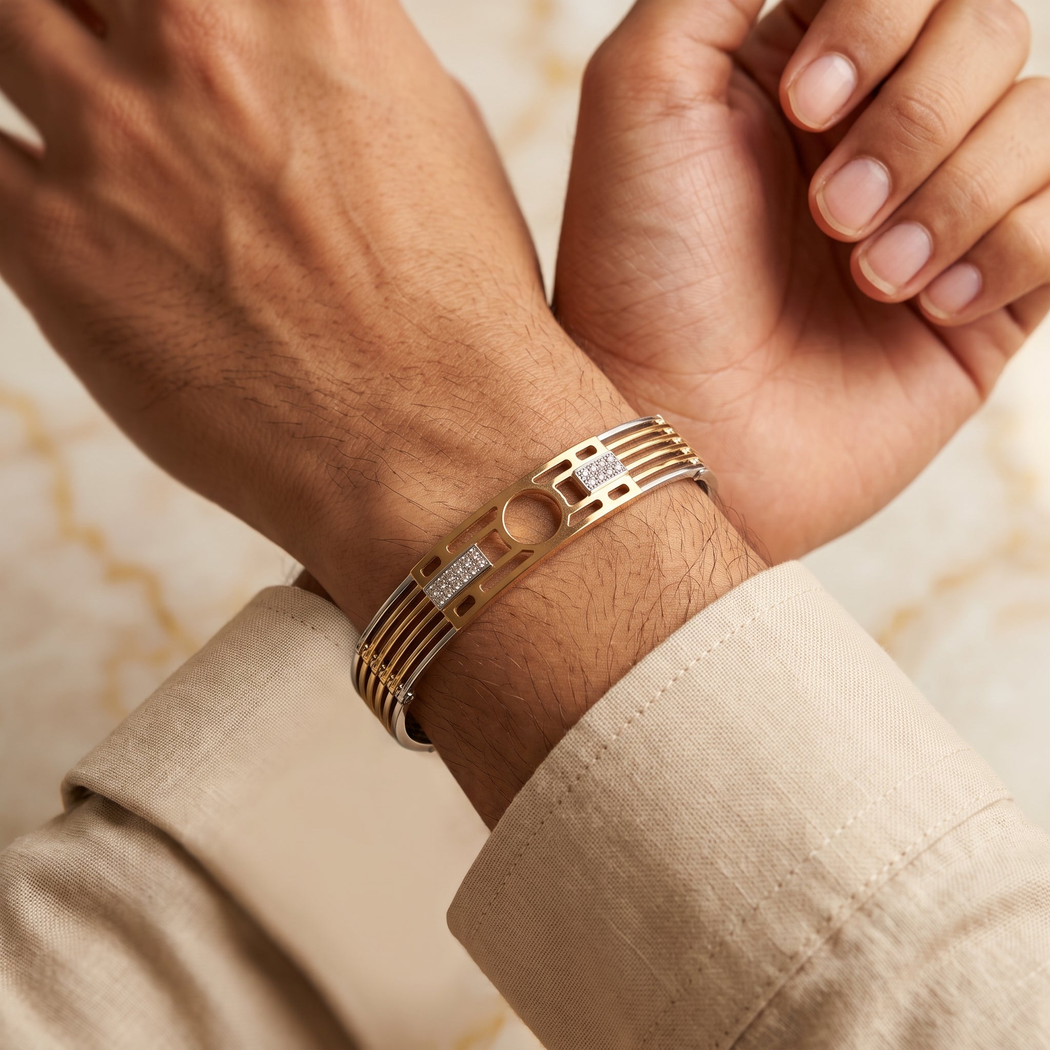 Men's Kada Bracelet | Jwelisha  | Gold & Silver Finish, Openable Lock