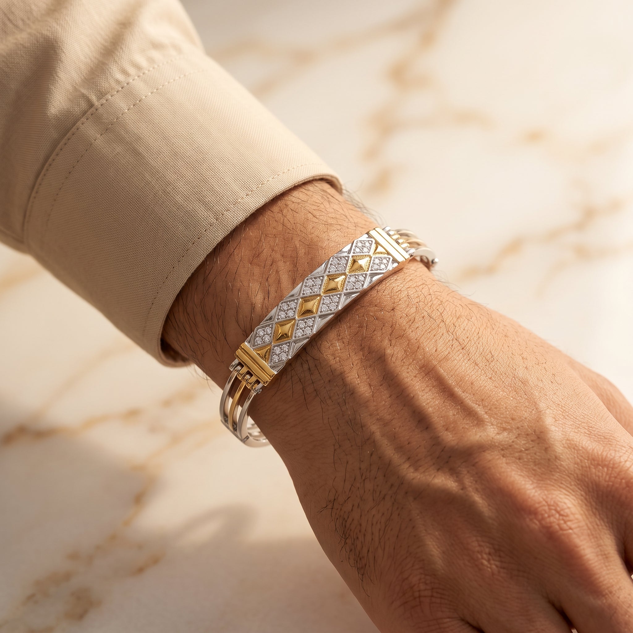 Men's Kada Bracelet | Jwelisha  | Gold & Silver Finish, Openable Lock