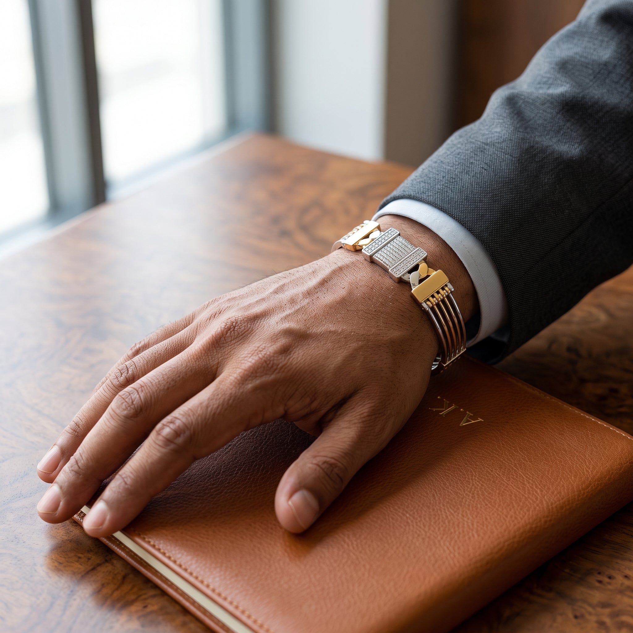 Men's Kada Bracelet | Jwelisha  | Gold & Silver Finish, Openable Lock