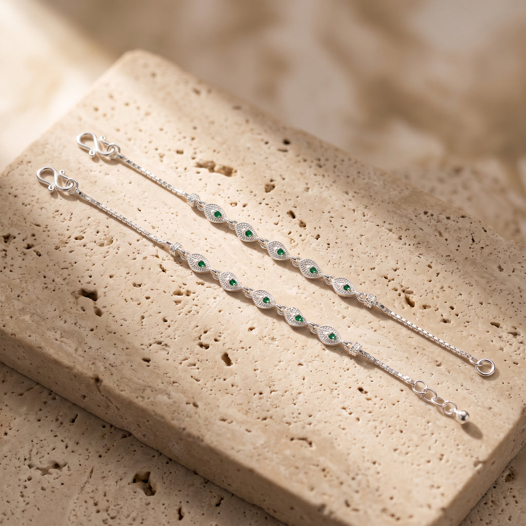 Handcrafted Anklet Pair with Ghungroo – Silver Finish