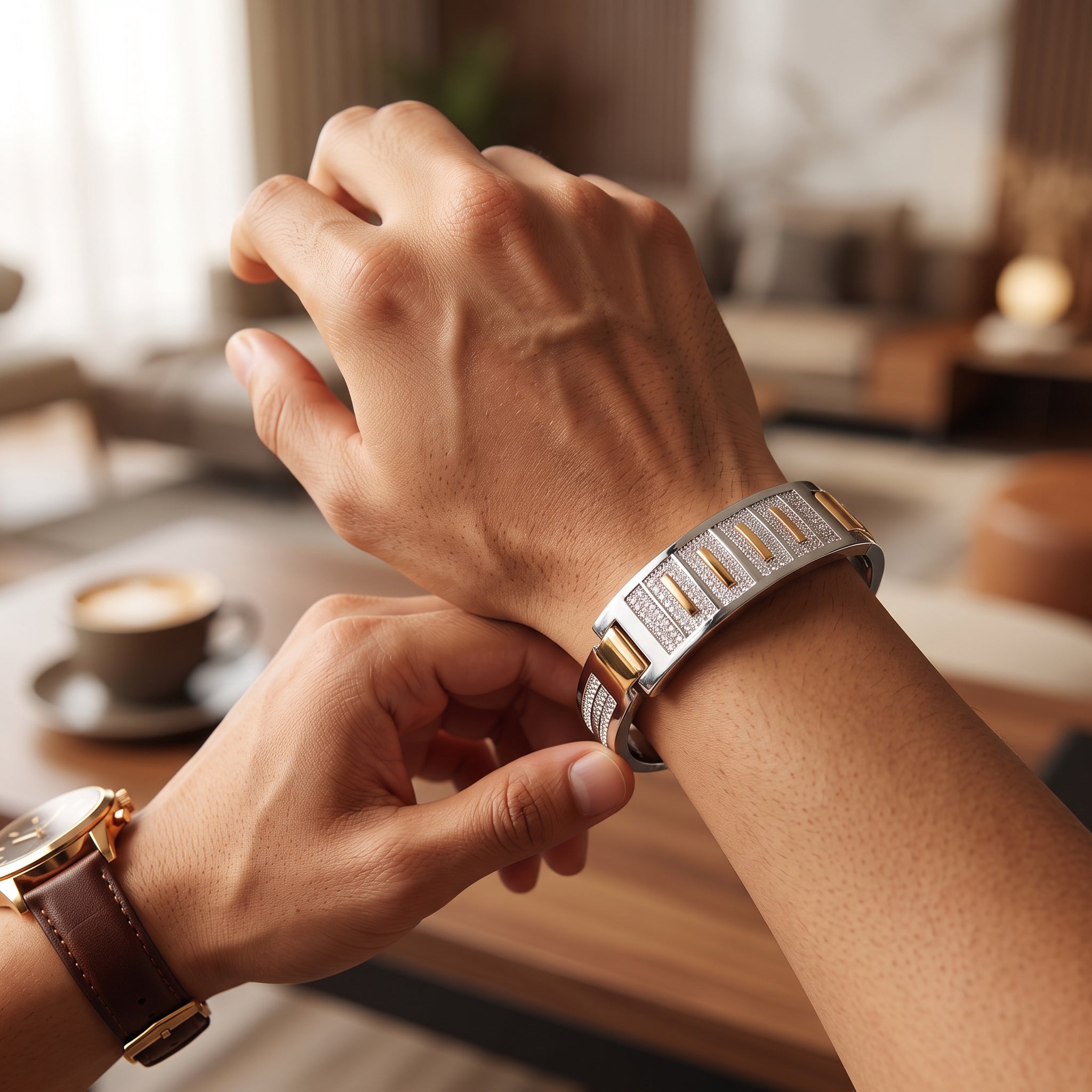 Men's Kada Bracelet | Jwelisha  | Gold & Silver Finish, Openable Lock