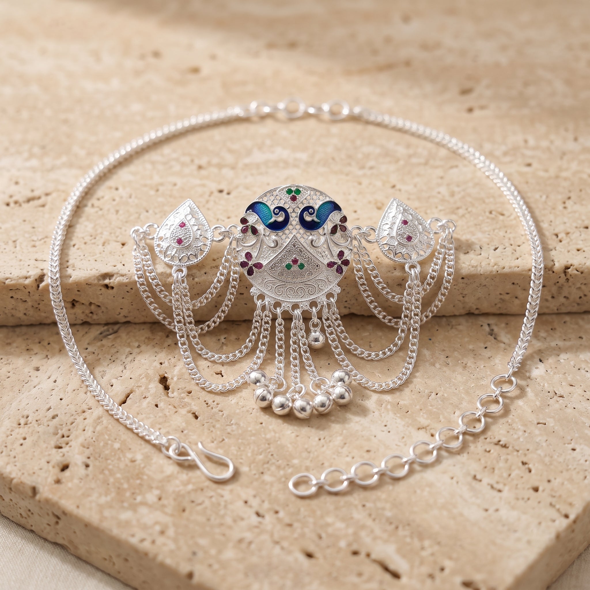Traditional Bajuband for Women | Adjustable Silver Armlet