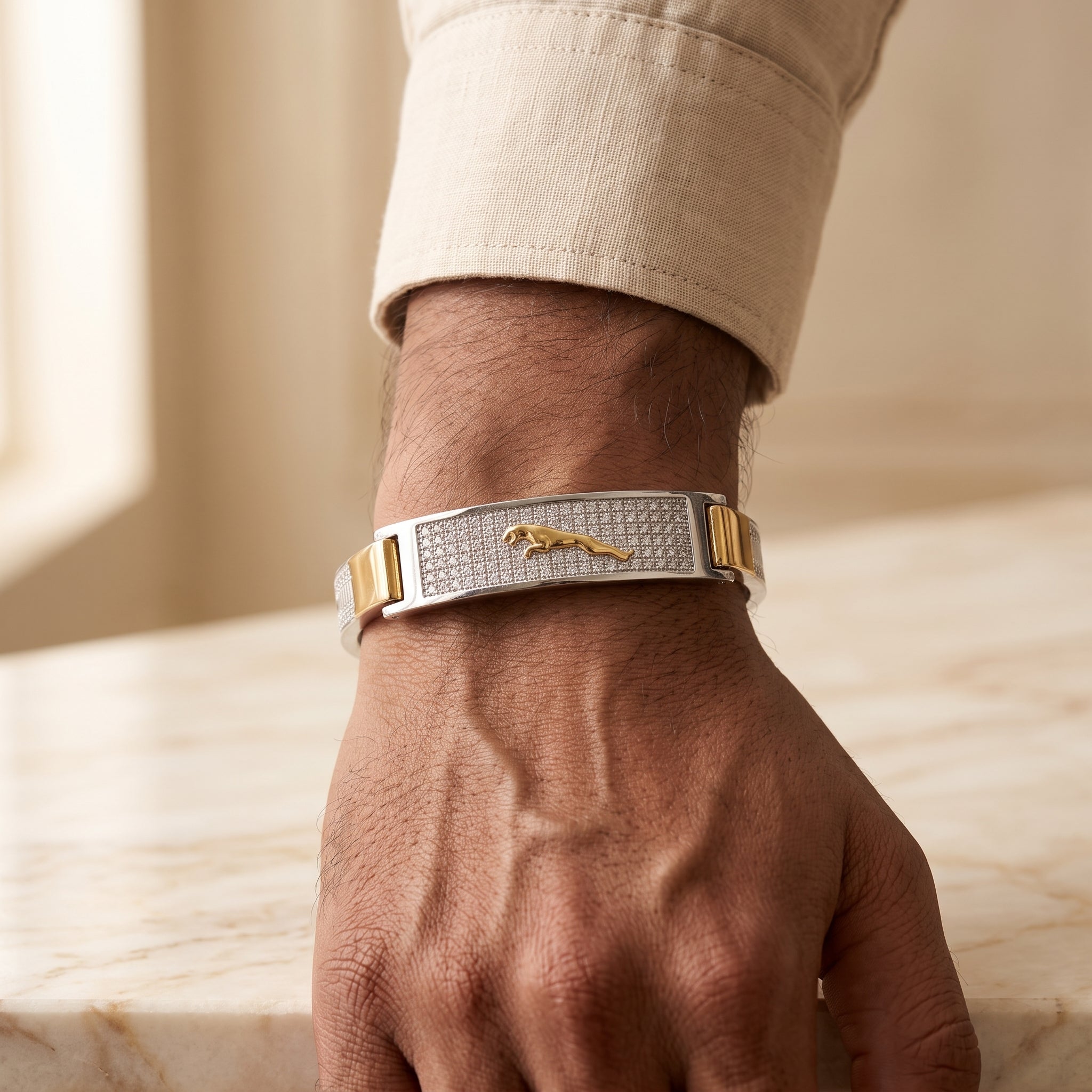 Men's Kada Bracelet | Jwelisha  | Gold & Silver Finish, Openable Lock