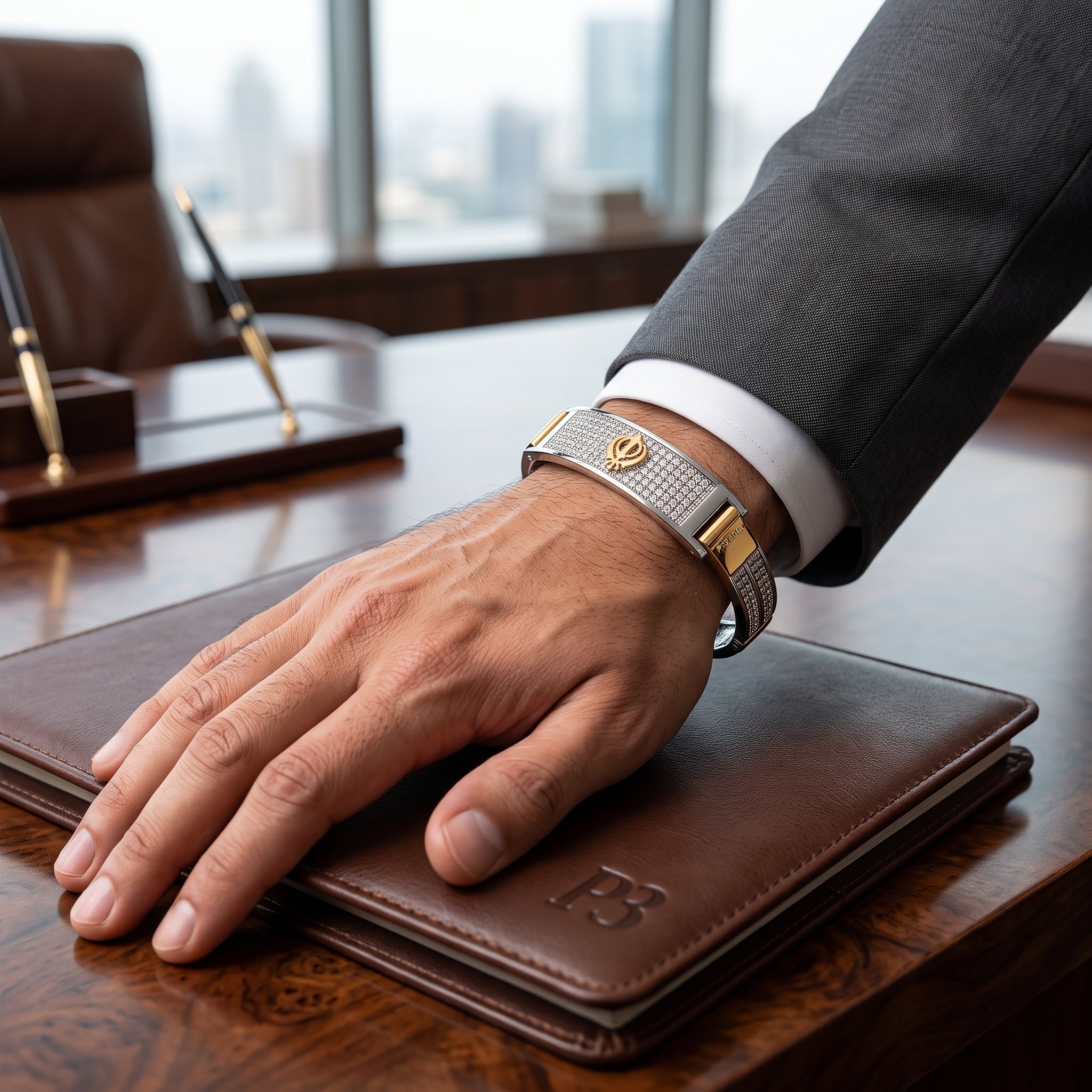 Men's Kada Bracelet | Jwelisha  | Gold & Silver Finish, Openable Lock