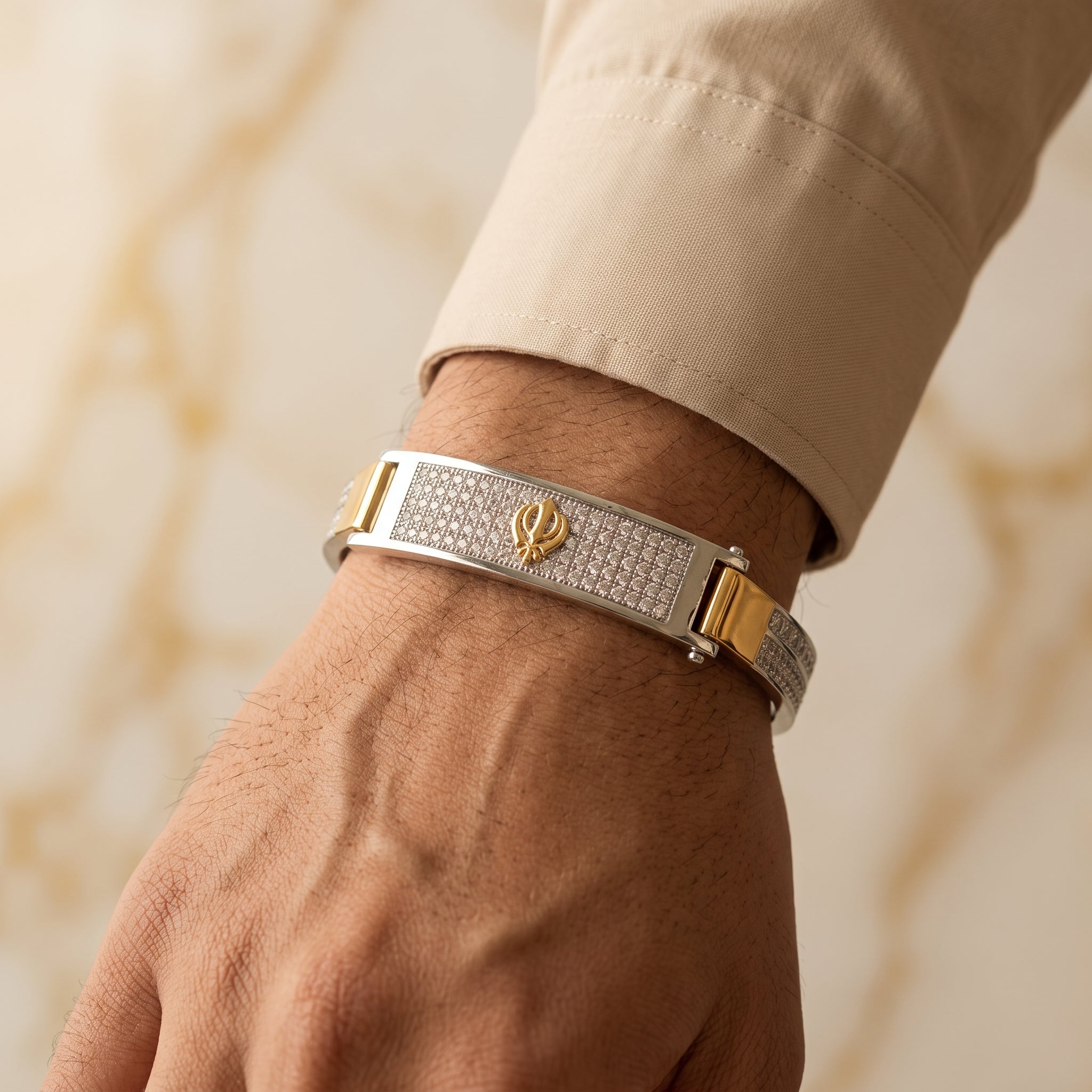 Men's Kada Bracelet | Jwelisha  | Gold & Silver Finish, Openable Lock