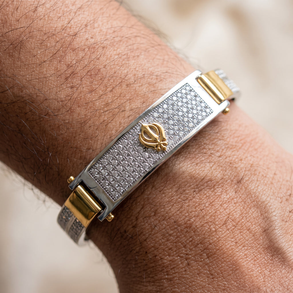 Men's Kada Bracelet | Jwelisha  | Gold & Silver Finish, Openable Lock