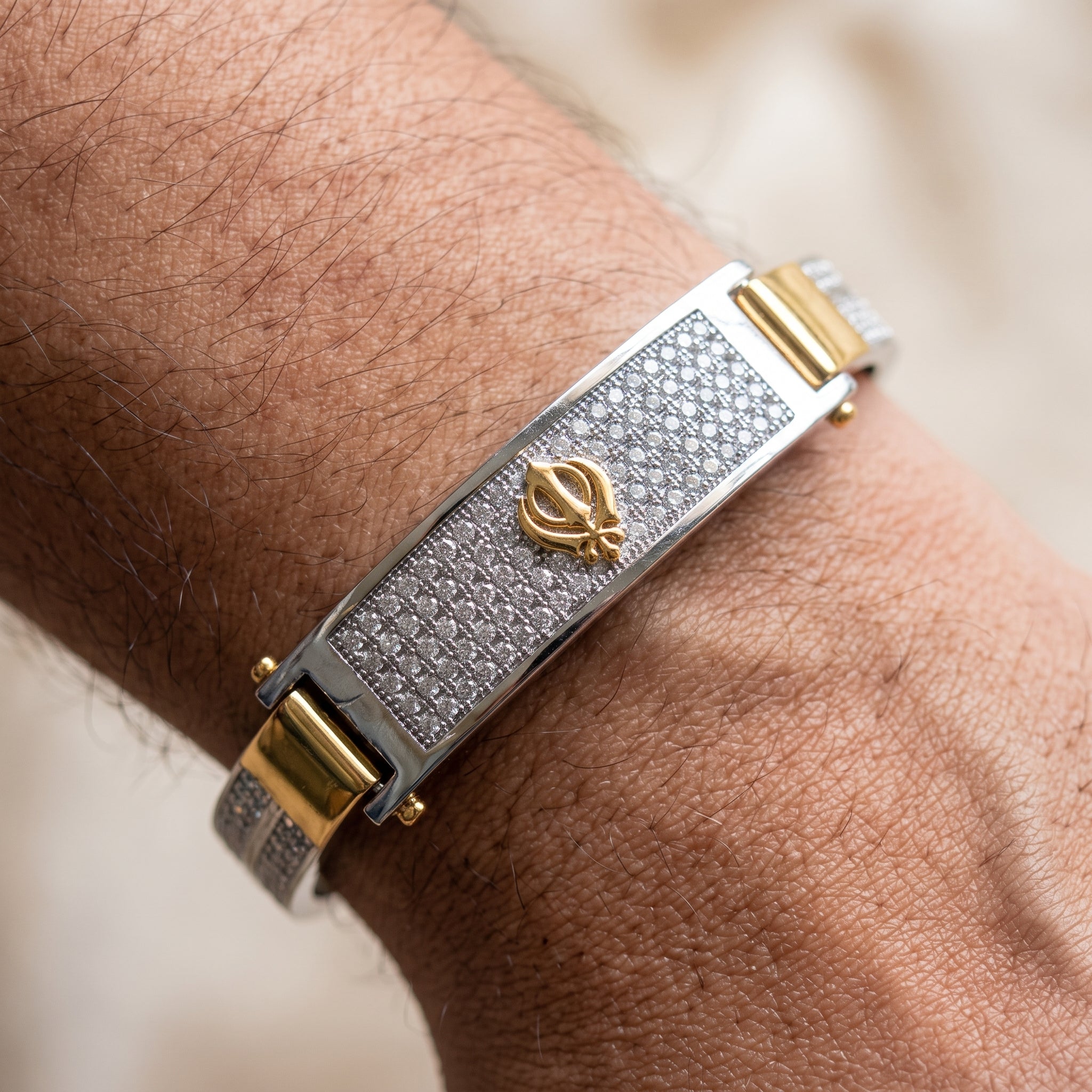 Men's Kada Bracelet | Jwelisha  | Gold & Silver Finish, Openable Lock