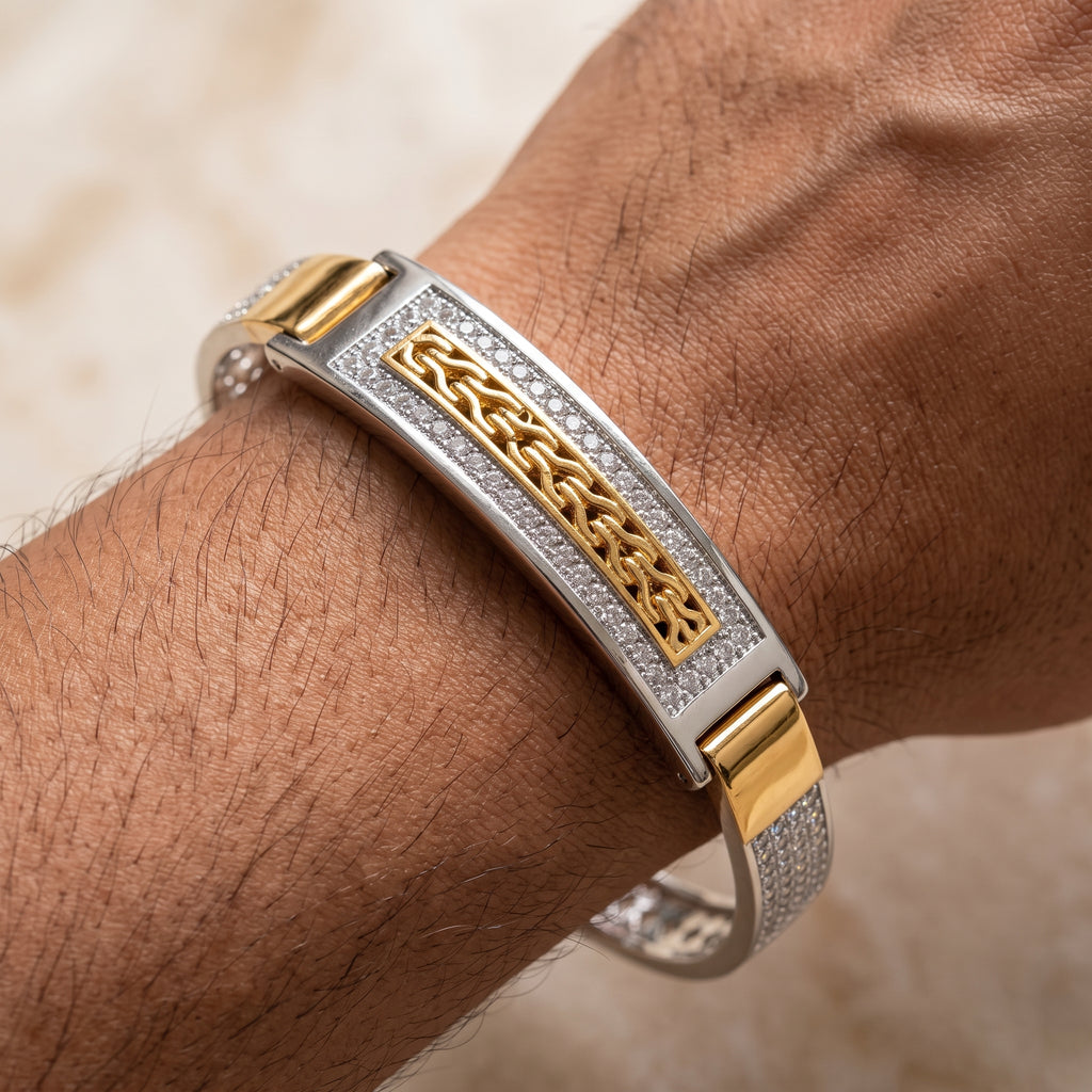 Men's Kada Bracelet | Jwelisha  | Gold & Silver Finish, Openable Lock