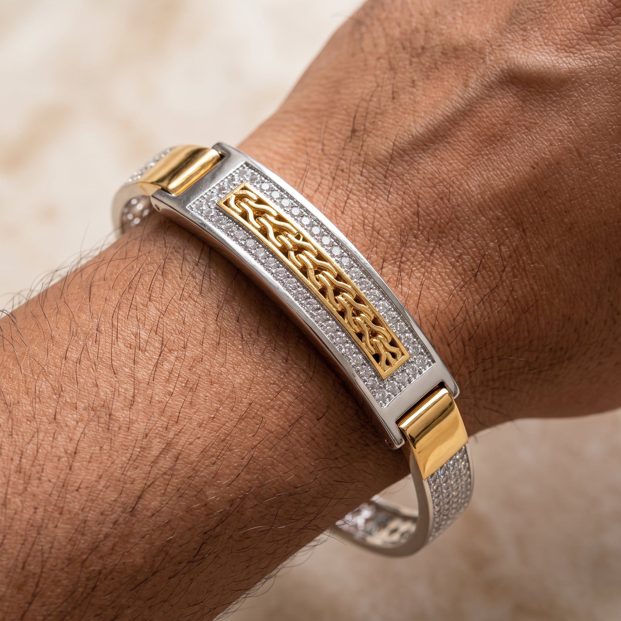 Men's Kada Bracelet | Jwelisha  | Gold & Silver Finish, Openable Lock
