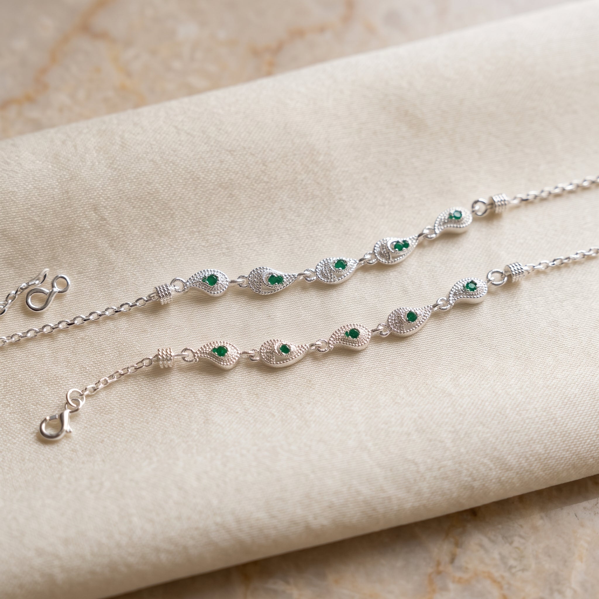 Handcrafted Anklet Pair with Ghungroo – Silver Finish