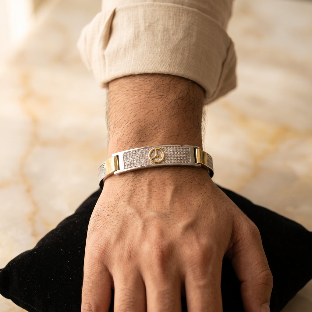 Men's Kada Bracelet | Jwelisha  | Gold & Silver Finish, Openable Lock