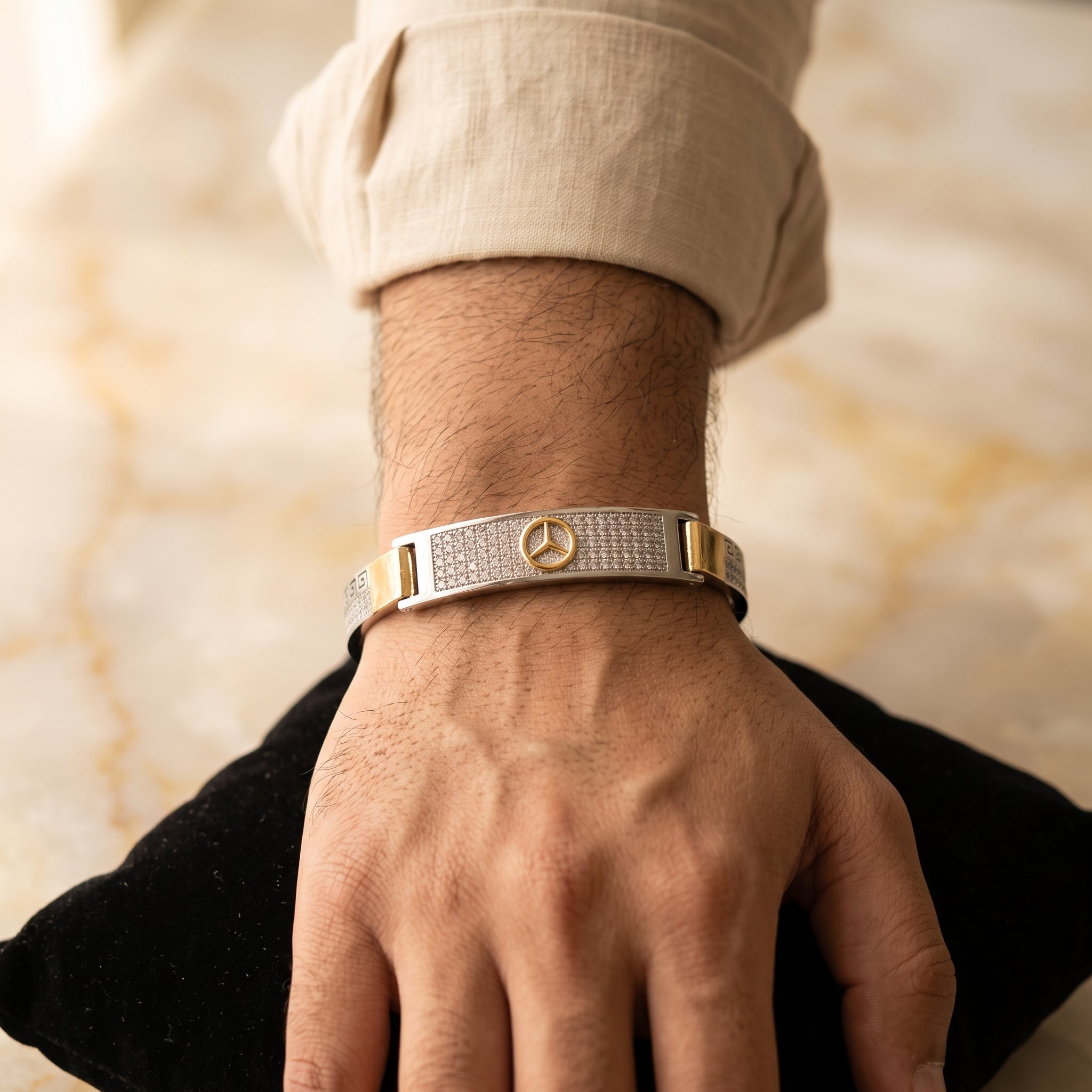 Men's Kada Bracelet | Jwelisha  | Gold & Silver Finish, Openable Lock