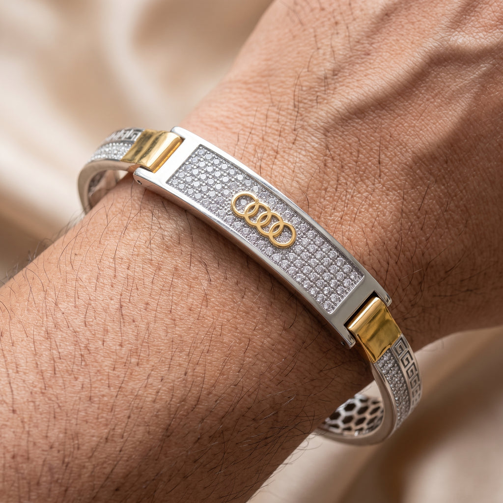 Men's Kada Bracelet | Jwelisha  | Gold & Silver Finish, Openable Lock