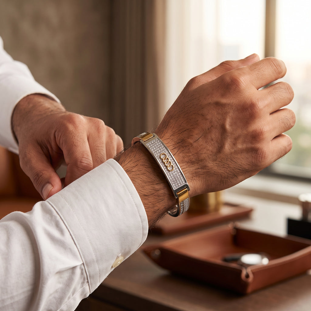 Men's Kada Bracelet | Jwelisha  | Gold & Silver Finish, Openable Lock