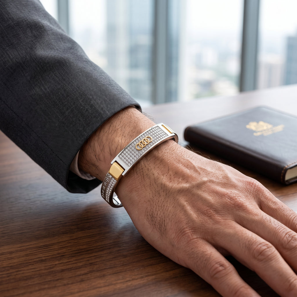 Men's Kada Bracelet | Jwelisha  | Gold & Silver Finish, Openable Lock