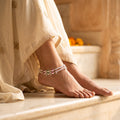Handcrafted Anklet Pair with Ghungroo – Silver Finish