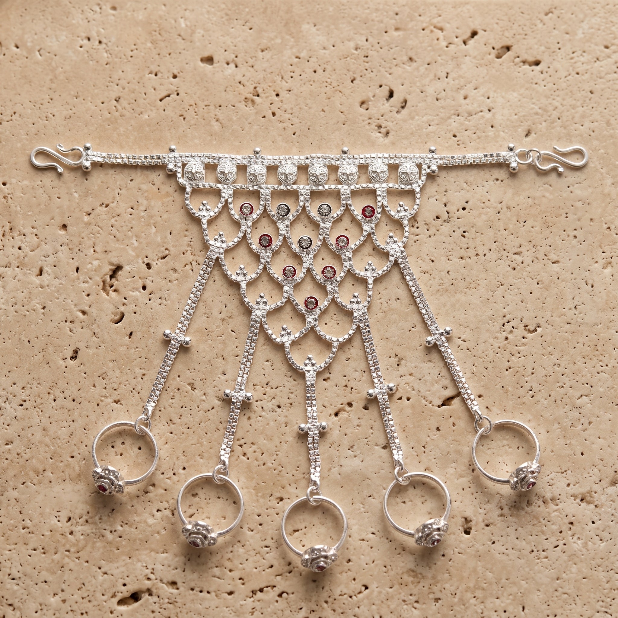 Traditional Hathphool Bracelet with Chain & Rings