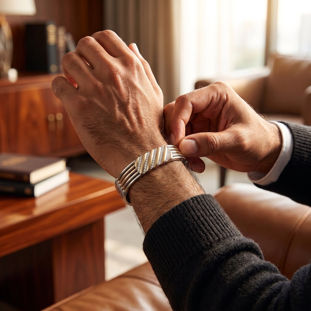 Men's Kada Bracelet | Jwelisha  | Gold & Silver Finish, Openable Lock
