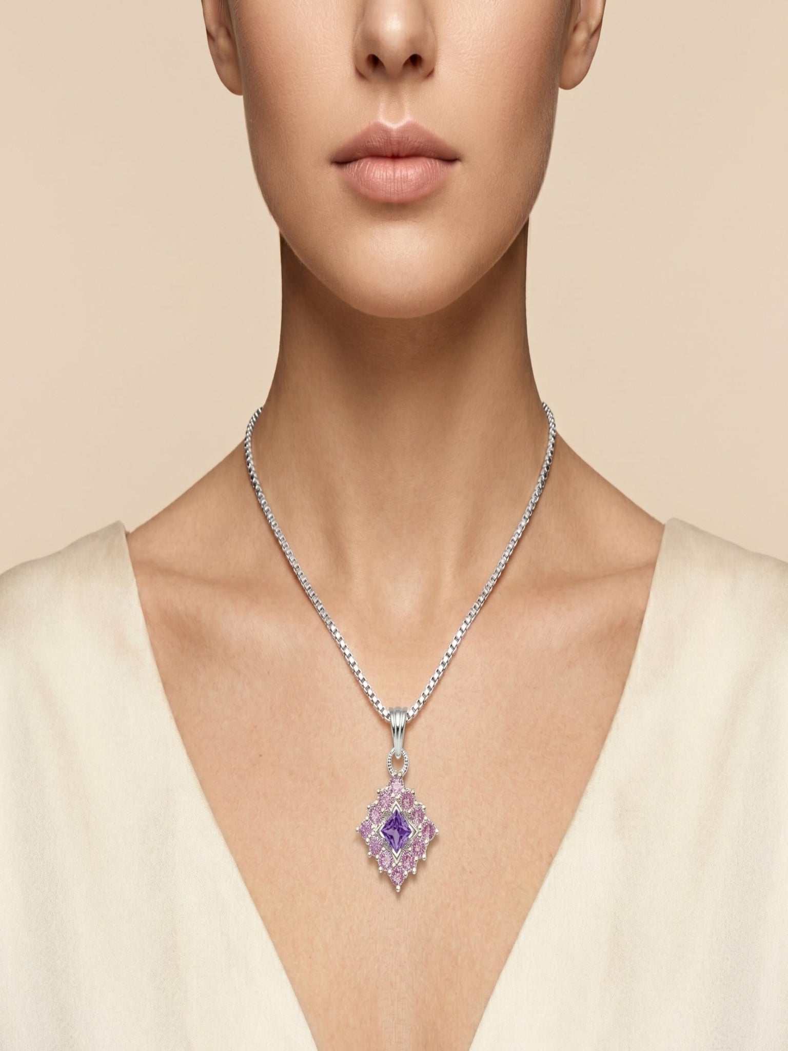 Premium German Silver Floral Pendant Necklace