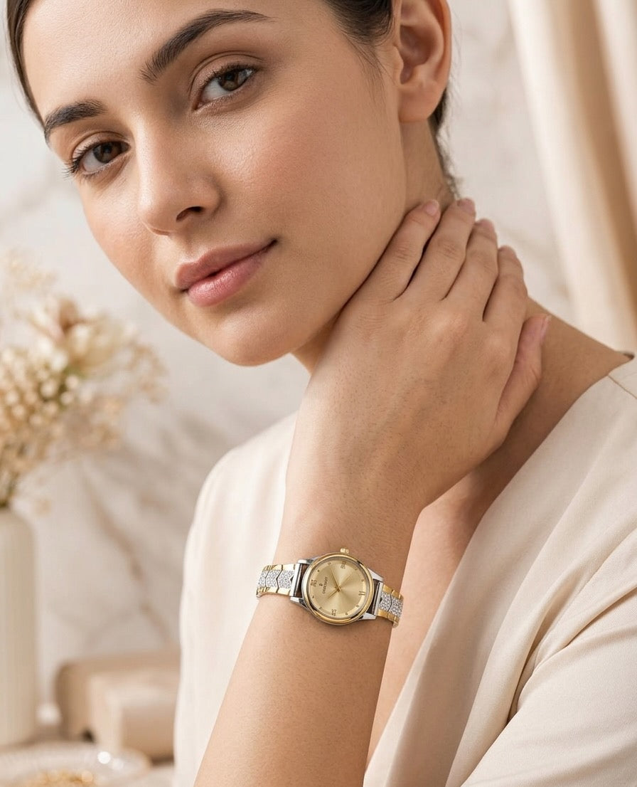 Premium Fancy Watch for Women – Dual Tone Finish