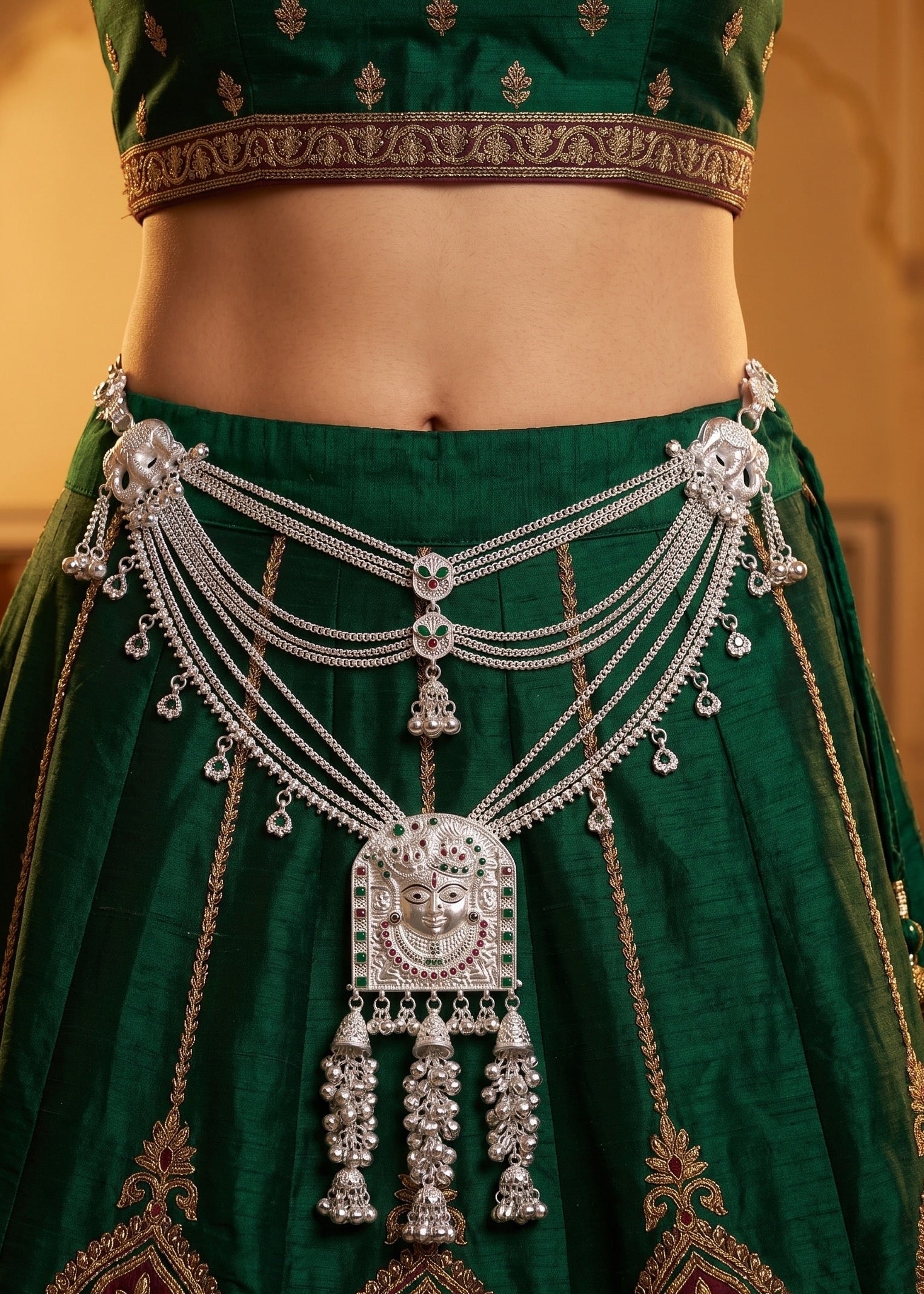 Divine Shrinathji Heritage Kandora with Elephant Motifs by Radhe Payal